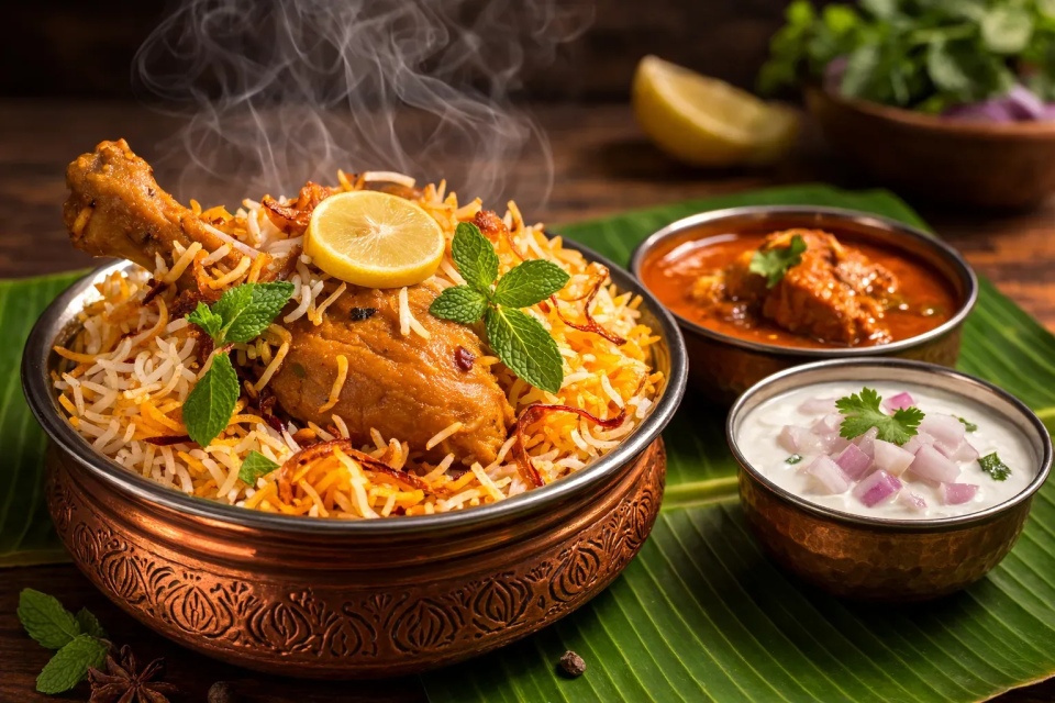 Authentic Salem RR biryani with rich spices and traditional South Indian cooking style